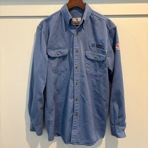 Tyndale FR‎ Flame Resistant Work Shirt Men XLT Long Tall Blue Energy Transfer